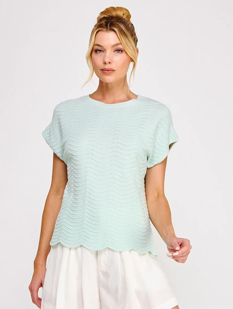 Fine Gauge Scallop Pattern Knit Top - Image 4