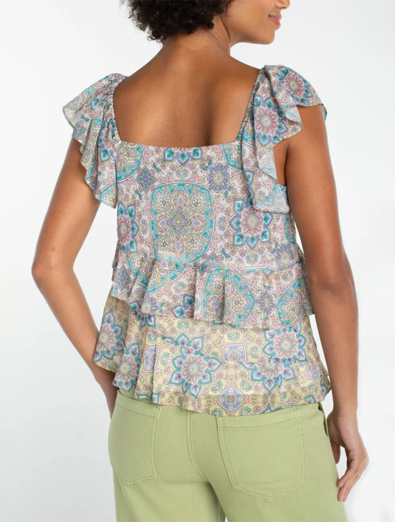Liverpool Flutter Sleeve Draped Woven Blouse - Image 2