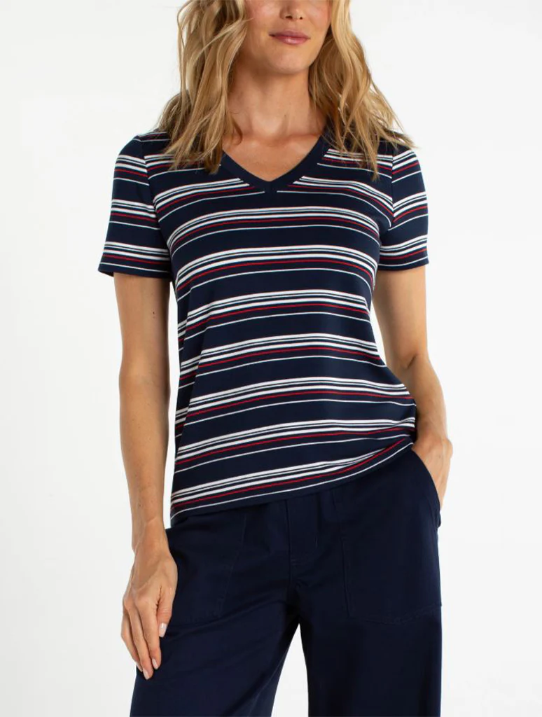 Liverpool Short Sleeve V-Neck Knit Tee