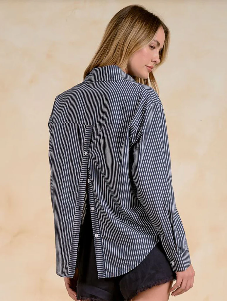 Long Sleeve Open Back Button Up - Image 2