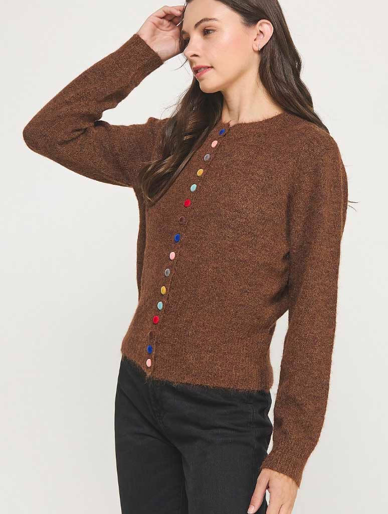 Multi Color Button Knit Cardigan FINAL SALE - Image 2