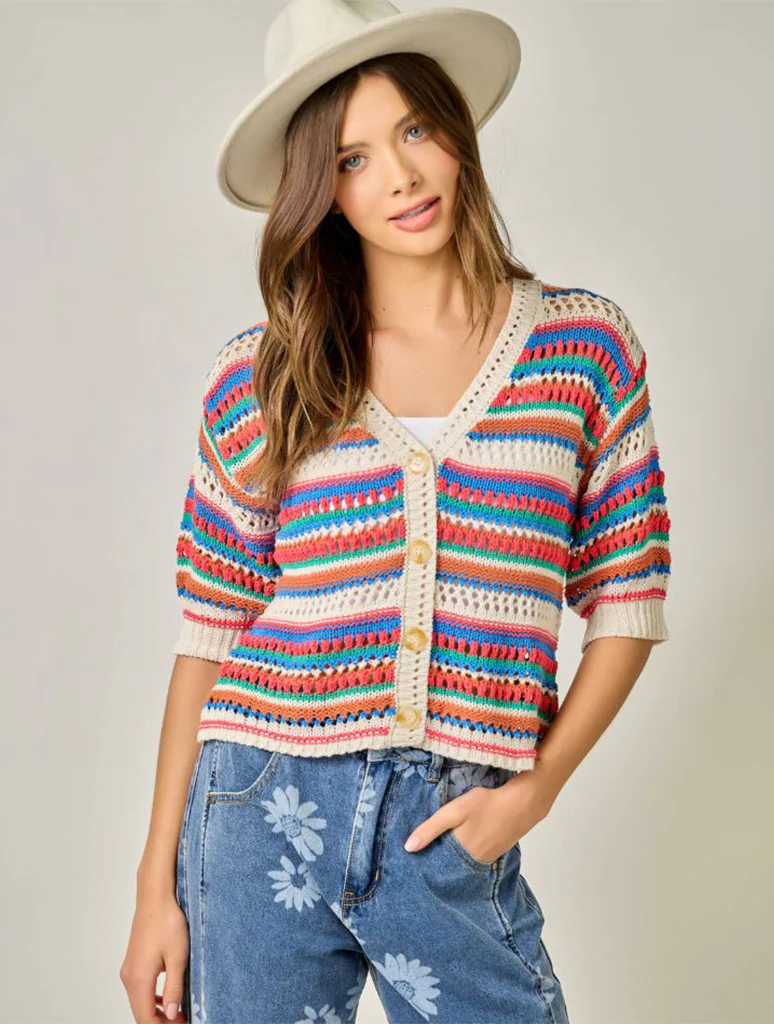 Multi Stripe Summer Cardigan  FINAL SALE