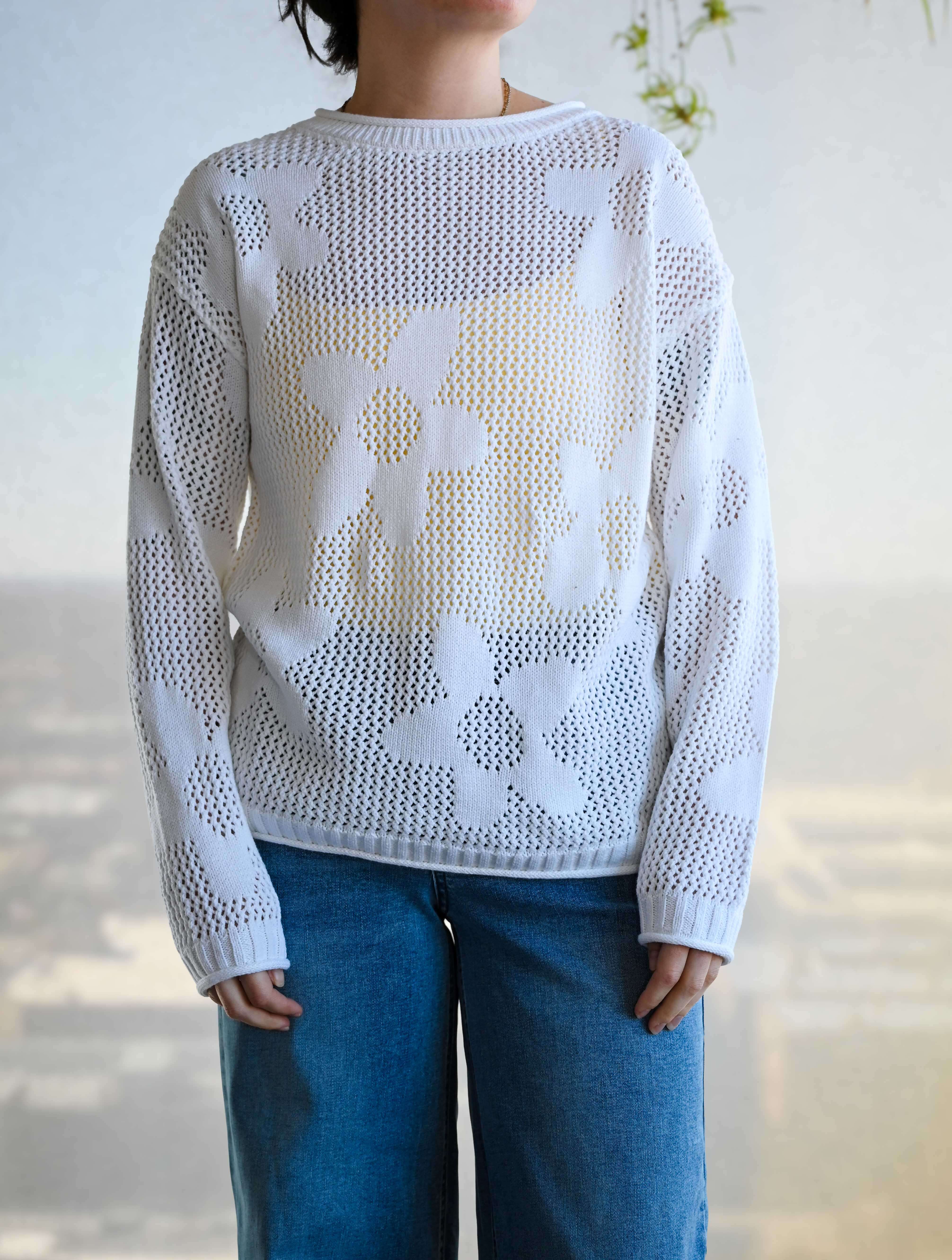 Open Knit Flower Sweater  FINAL SALE