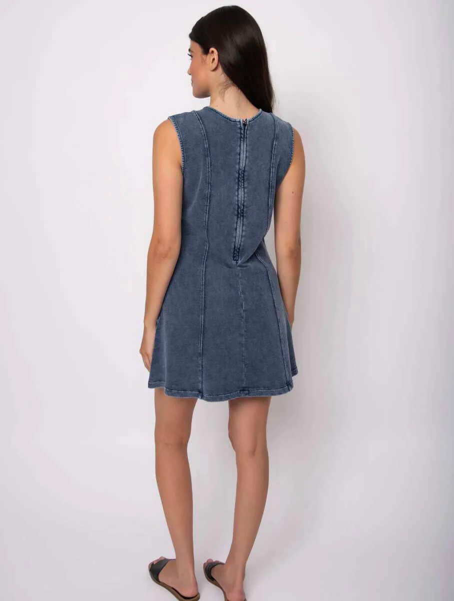 Radia Denim Look French Terry Sleeveless Dress - Image 2