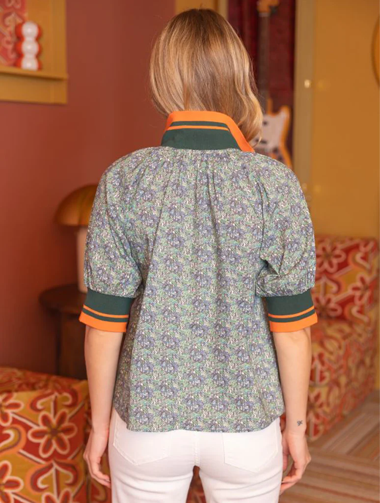 Ribbed Half-Zip Printed Top  FINAL SALE - Image 3