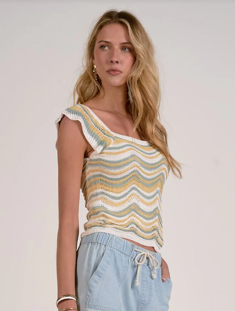 Ruffle Sleeve Knit Tank Top - Image 2