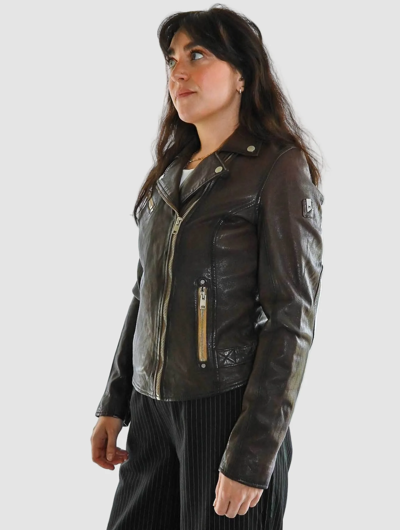 Sofia Leather Jacket with Contrast Zips - Image 10