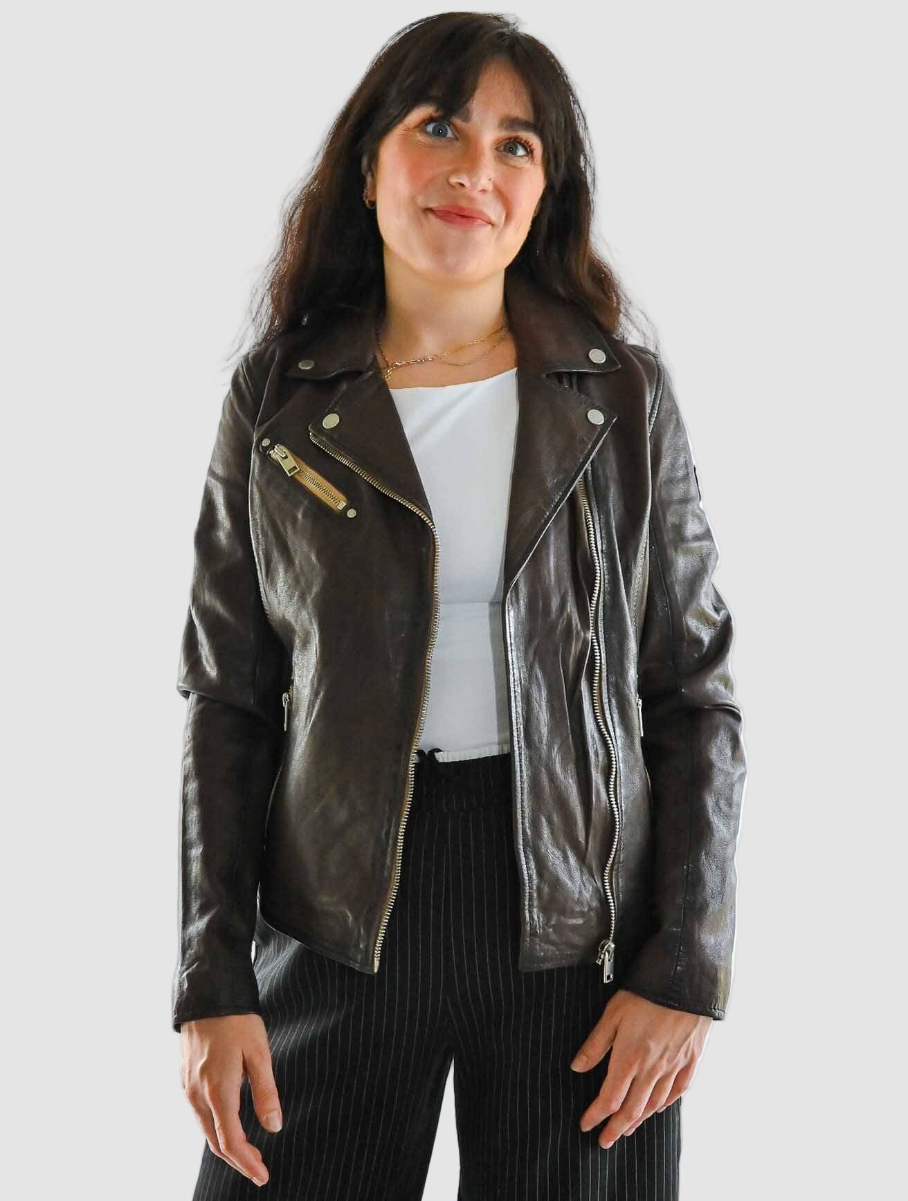 Sofia Leather Jacket with Contrast Zips - Image 5
