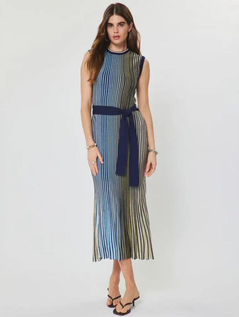 Striped Knit Midi Dress