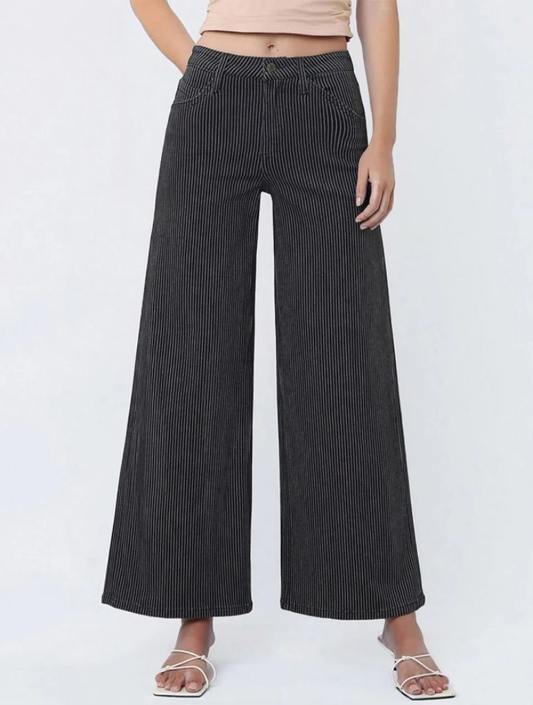Vervet High Rise Extreme Wide Pinstripe Jean