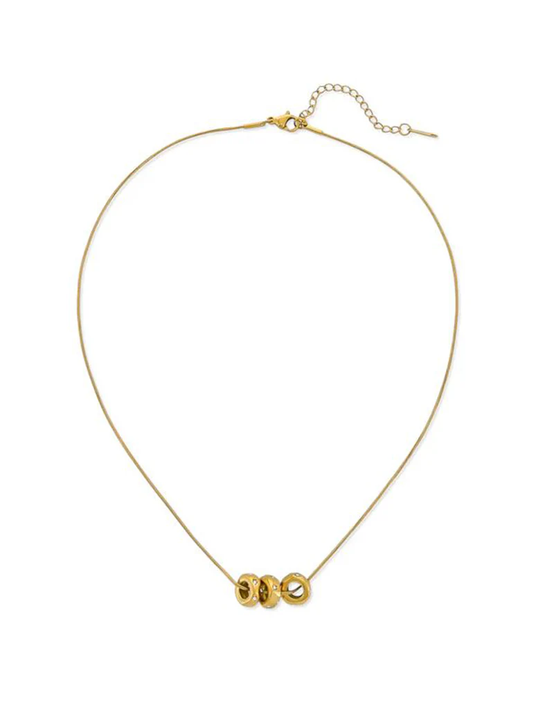 Water Resistant Snake Chain Necklace with Three Gold Rings