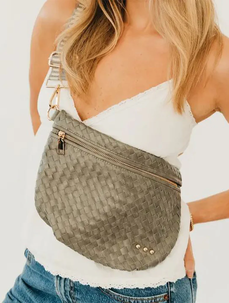 Westlyn Woven Bum Bag with Studded Detail - Image 32